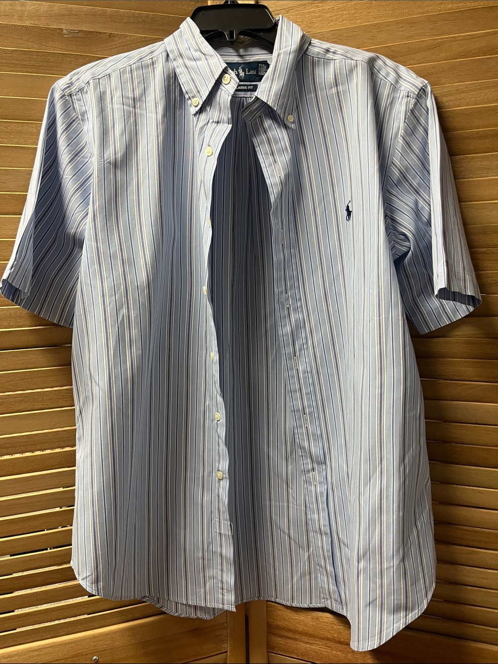 Polo by Ralph Lauren Light Blue Multi-Striped Short Sleeve Button-Down Shirt
